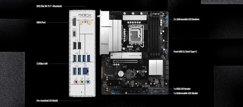 اللوحة الأم ASRock B860 Rock WiFi 7 ATX، تدعم معالجات Intel Core Ultra (السلسلة 2، LGA1851)، DDR5 8666+ (OC)، PCIe 5.0، WiFi 7، 2.5G LAN، Dr.MOS in Saudi Arabia