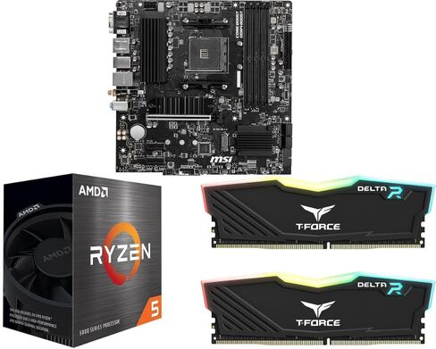 مجموعة ذاكرة وحدة المعالجة المركزية للوحة الأم Newegg - حزمة B550M PRO-VDH WiFi مع Ryzen 5 5500 وT-Force Delta RGB 16 جيجابايت (2 × 8 جيجابايت) TF3D416G3200HC16FDC01 in Kuwait