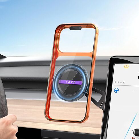 LOXP Upgrade Tesla Phone Mount [Strong Magnetic & Foldable] Aluminum Car Mount for Tesla Model 3/Y/Juniper, 360 Rotating Tesla Phone Holder Fits for iPhone 17 16 15 Pro Max, Tesla Accessories in Saudi Arabia