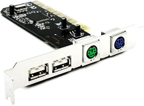 Black PCI to PS/2 USB 2.0 for PC Keyboard Mouse Adapter Card Converter US in Saudi Arabia