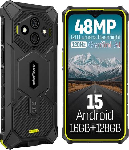 Ulefone RugKing 3 Pro Rugged Phone Unlocked, Octa-core 16GB+128GB/2TB, Android 15, 6.56" 120Hz, 48MP+2MP+8MP, 5600mAh, IP69K & IP68 Proof, Water-Lock, Dock Charging, Al Assistant(Gemini), Orange in Saudi Arabia