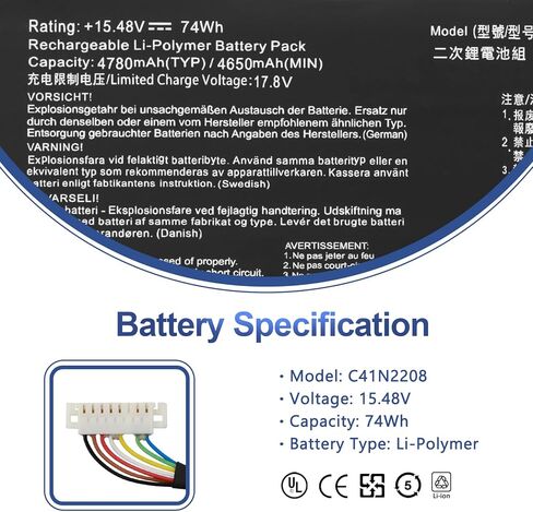 استبدال بطارية ANTIEE C41N2208 لجهاز ASUS ROG Ally RC71L(2023)، ROG Ally Z1E Z1 NR2301L سلسلة الألعاب المحمولة RC71L-NH002W RC71L-NH019W RC71L-NH001W RC71L-NH005W RC71L-NH012W RC71L-NH008W 74 واط ساعة in Saudi Arabia