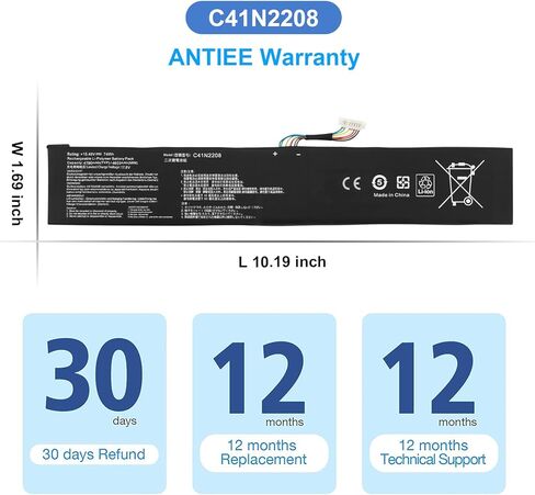 استبدال بطارية ANTIEE C41N2208 لجهاز ASUS ROG Ally RC71L(2023)، ROG Ally Z1E Z1 NR2301L سلسلة الألعاب المحمولة RC71L-NH002W RC71L-NH019W RC71L-NH001W RC71L-NH005W RC71L-NH012W RC71L-NH008W 74 واط ساعة in Saudi Arabia