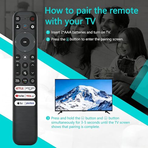 جهاز التحكم عن بعد RC813 متوافق مع أجهزة التلفاز الذكية TCL Google TV LED QLED 4K UHD البديلة لسلسلة S4 S5 Q6 QM7، نطاق 40 قدمًا، تصميم زر كبير لاختصار Netflix in Kuwait