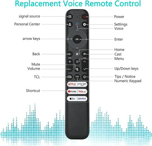 جهاز التحكم عن بعد RC813 متوافق مع أجهزة التلفاز الذكية TCL Google TV LED QLED 4K UHD البديلة لسلسلة S4 S5 Q6 QM7، نطاق 40 قدمًا، تصميم زر كبير لاختصار Netflix in Kuwait