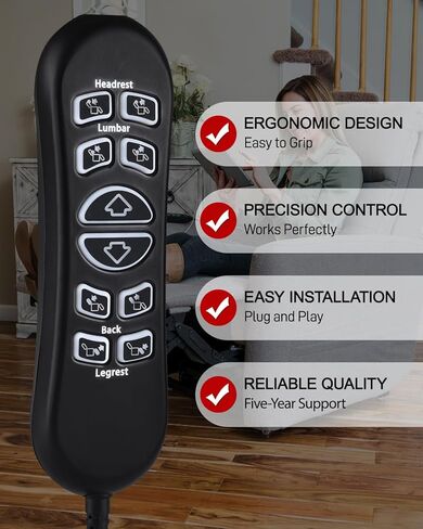 10 Button 5 Pin Lift Chair Remote Fit for Pride Standard & Early Version Vivalift 2 Lift Chair, Select Flexsteel Recliners & Ashley Furniture, CTL1707190 Flexsteel Recliner Parts 2-Year Replacement in Saudi Arabia