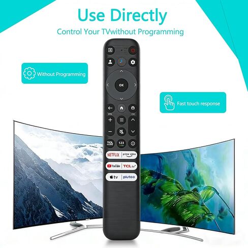 جهاز التحكم عن بعد RC813 متوافق مع أجهزة التلفاز الذكية TCL Google TV LED QLED 4K UHD البديلة لسلسلة S4 S5 Q6 QM7، نطاق 40 قدمًا، تصميم زر كبير لاختصار Netflix in Kuwait