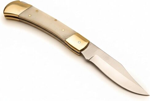 MAZEDAZE Folding Knife, Handmade Self Defense Weapons, Pocket Knife for Men, Premium Survival Knife with Ebony Ergonomic Handle Made With Camel Bone, Tactical Knife for Hunting, Campaign and Skinning in Saudi Arabia