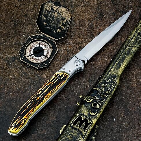 12-inch Large Pocket Folding Knife, 440C Steel Blade and Resin Handle, Assisted Opening with Slide Safety Lock, EDC for Outdoor Hiking, Camping and Adventure in Saudi Arabia