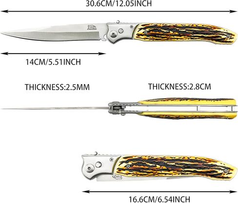 12-inch Large Pocket Folding Knife, 440C Steel Blade and Resin Handle, Assisted Opening with Slide Safety Lock, EDC for Outdoor Hiking, Camping and Adventure in Saudi Arabia