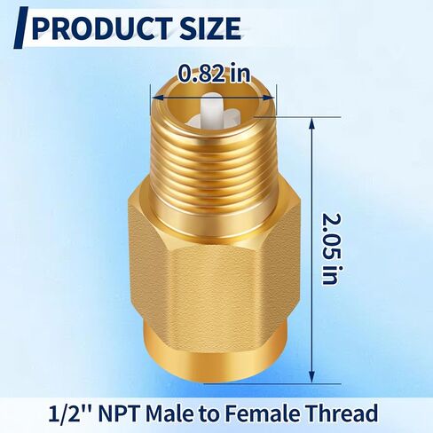 RV Water Heater Backflow Preventer, 1/2" NPT Double Male Thread Hot Water Heater Check Valve, Lead-Free Brass Plumbing Backflow Check Valve for RV, Camper, Motorhome, Trailer in Saudi Arabia