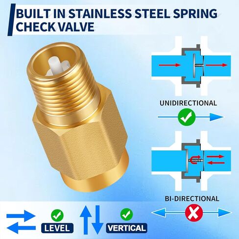 RV Water Heater Backflow Preventer, 1/2" NPT Double Male Thread Hot Water Heater Check Valve, Lead-Free Brass Plumbing Backflow Check Valve for RV, Camper, Motorhome, Trailer in Saudi Arabia