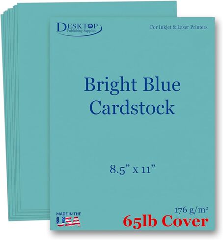 65lb Cover Cardstock Paper - 8.5 x 11 inch - 25 Sheets (Bright Blue) in Saudi Arabia