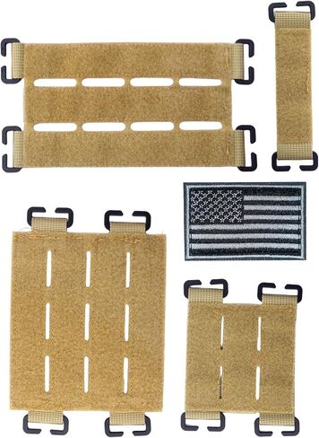 4 Pack Molle Panel with Laser Cutting Loop Molle Patch Display Holder Mini Patch Board for Tactical Backpack Include American Flag Patch in Saudi Arabia