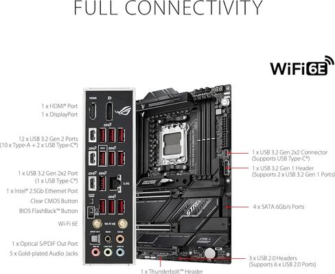 ASUS ROG Strix X670E-E Gaming Socket AM5(LGA 1718) Ryzen 7000 ATX Gaming Motherboard(18+2 Power Stages,PCIe® 5.0, DDR,4xM.2 Slots,USB 3.2 Gen 2x2, WiFi 6E,PCIe Slot Q-Release, M.2 Q-Latch) (Renewed) in Saudi Arabia