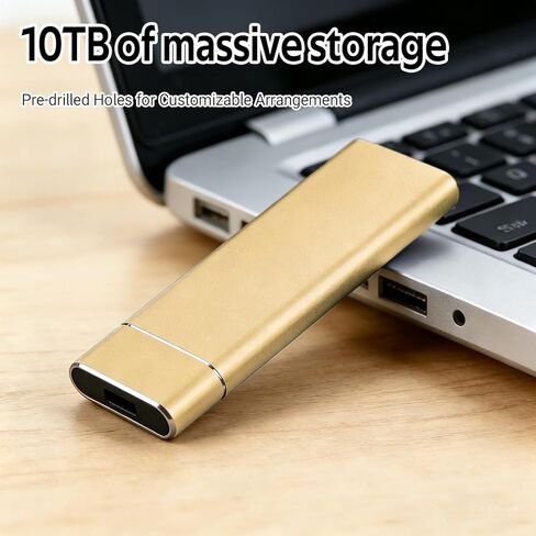 10TB Portable External SSD, USB 3.1/Type-C High Speed Solid State Drive, Ultra Slim & Lightweight External Storage for Laptop, PC, Mac, Android,Gold in Saudi Arabia