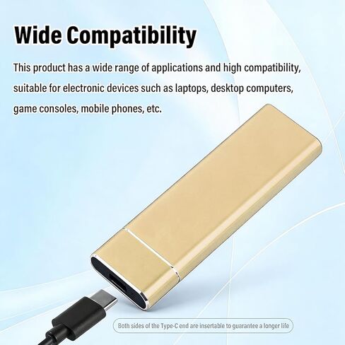 10TB Portable External SSD, USB 3.1/Type-C High Speed Solid State Drive, Ultra Slim & Lightweight External Storage for Laptop, PC, Mac, Android,Gold in Saudi Arabia