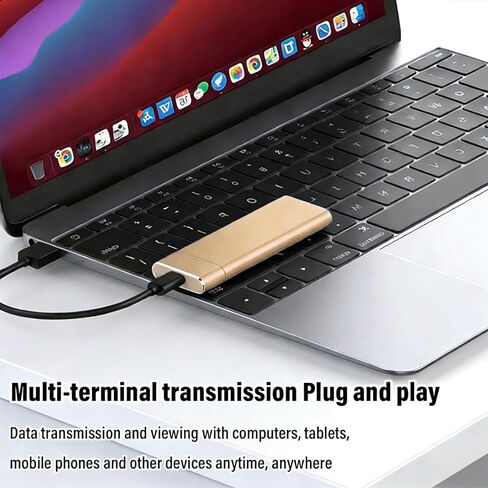10TB Portable External SSD, USB 3.1/Type-C High Speed Solid State Drive, Ultra Slim & Lightweight External Storage for Laptop, PC, Mac, Android,Gold in Saudi Arabia