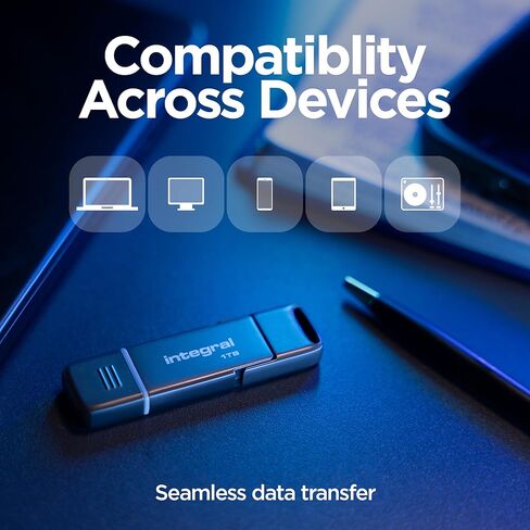 Integral USSD 128GB SlimXpress Dual USB 3.2 Gen 2x1 Flash Drive, Dual Type-C & Type-A Ports, Portable SSD, Read up to 550 MB/s & Write up to 500 MB/s. Slim, Durable Metal Design for On-The-Go Storage in Saudi Arabia