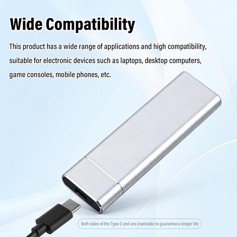 10TB Portable External SSD, USB 3.1/Type-C High Speed Solid State Drive, Ultra Slim & Lightweight External Storage for Laptop, PC, Mac, Android,Silvery in Saudi Arabia