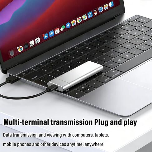 10TB Portable External SSD, USB 3.1/Type-C High Speed Solid State Drive, Ultra Slim & Lightweight External Storage for Laptop, PC, Mac, Android,Silvery in Saudi Arabia
