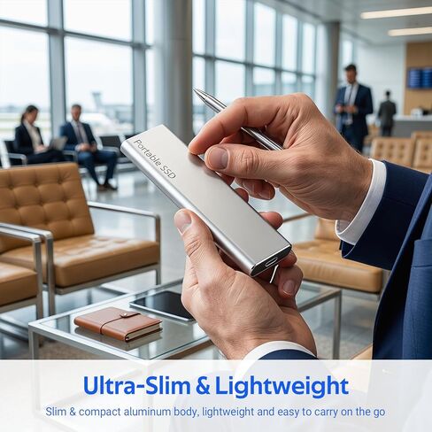 1TB Portable SSD, USB-C External Solid State Drive, Silver Mobile Storage for Data Backup & Transfer，Silvery in Saudi Arabia