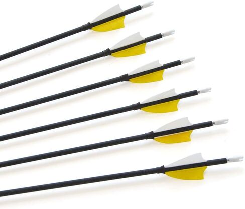 31Inch Archery Carbon Arrows Hunting Arrows Spine 1000 with 2" Turkey Feathers Shooting Tips for Compound Recurve Bow 12 Pieces (Black) (12 x Yellow Arrows) in Saudi Arabia