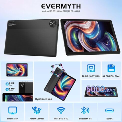 جهاز لوحي Android 15 مقاس 10 بوصة، وذاكرة وصول عشوائي 20 جيجابايت وذاكرة قراءة فقط 64 جيجابايت وسعة 1 تيرابايت قابلة للتوسيع، هدية in Kuwait