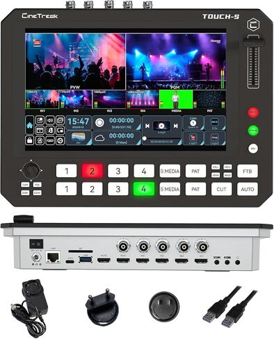 محول فيديو بشاشة تعمل باللمس مقاس 10.1 بوصة من Touch-S، وخلاط بث مباشر HDMI/SDI ذو 6 قنوات مع التحكم في كاميرا PTZ، ومراقبة متعددة العرض، والتقاط USB، ومزج الصوت وتسجيله in Kuwait