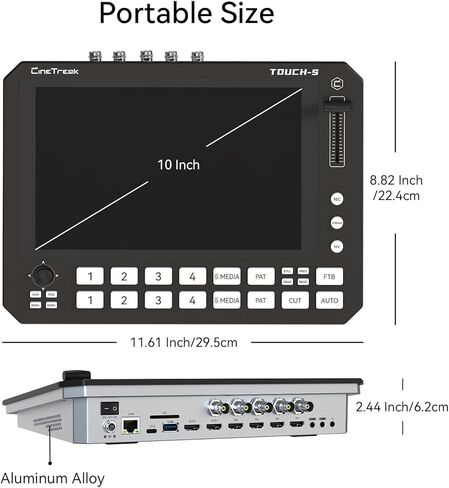 محول فيديو بشاشة تعمل باللمس مقاس 10.1 بوصة من Touch-S، وخلاط بث مباشر HDMI/SDI ذو 6 قنوات مع التحكم في كاميرا PTZ، ومراقبة متعددة العرض، والتقاط USB، ومزج الصوت وتسجيله in Kuwait