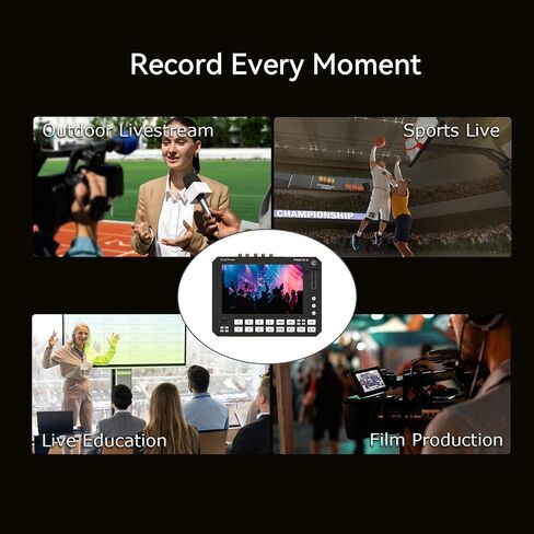 محول فيديو بشاشة تعمل باللمس مقاس 10.1 بوصة من Touch-S، وخلاط بث مباشر HDMI/SDI ذو 6 قنوات مع التحكم في كاميرا PTZ، ومراقبة متعددة العرض، والتقاط USB، ومزج الصوت وتسجيله in Kuwait