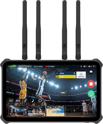 Magewell Director One 55260 - جهاز تحويل الإنتاج المباشر الكل في واحد، وتشفير، وبث ومسجل مع شاشة لمس AMOLED مقاس 7 بوصات لـ YouTube وTwitch وFacebook وNDI HX وSRT وRTMP والمزيد in Saudi Arabia