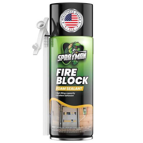 SPRAYMAN Fire Block Spray Foam - (2x12oz) Orange Fire Block Spray, Fire Rated Polyurethane Foam for Gap Filling, Sealing on Windows & Doors, Walls, Joints & Pipes, Straw Use - 2 Pack in Saudi Arabia