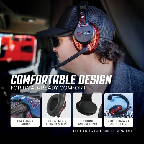 RoadWarrior RW3 Trucker Bluetooth Headset 105dB 40mm Speaker, AI ENC Noise Cancelling Mic, 50+ Hour Battery, 180ft Wireless Range, ANC Audio, IP54 Rugged Trucker Headset with App & Voice Control in Saudi Arabia