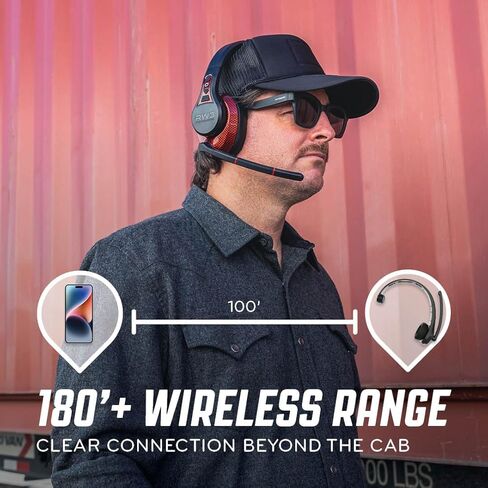 RoadWarrior RW3 Trucker Bluetooth Headset 105dB 40mm Speaker, AI ENC Noise Cancelling Mic, 50+ Hour Battery, 180ft Wireless Range, ANC Audio, IP54 Rugged Trucker Headset with App & Voice Control in Saudi Arabia