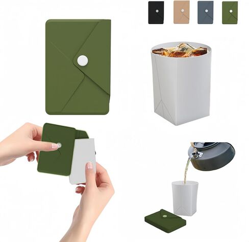 Silicone Collapsible Cup, Foldable Travel Mug with Card Sleeve Holder | Portable Leak-Proof Reusable Water Cup & Camping Cup for Hiking, Sports, Office (black) in Saudi Arabia