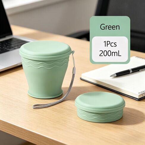Portable Foldable Compression Travel Mug, Green 6.76oz, Collapsible Cup for Camping, Tea & Coffee in Saudi Arabia