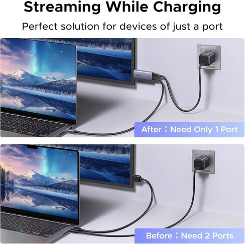 UGREEN USB C to HDMI Cable with 140W PD Fast Charging Adapter 8K@60Hz 4K@240Hz 2-in-1 Thunderbolt Unidirectional Type C to HDMI Compatible with iPhone, SteamDeck, MacBook, iPad, Galaxy S26, XPS, 6.6FT in Saudi Arabia