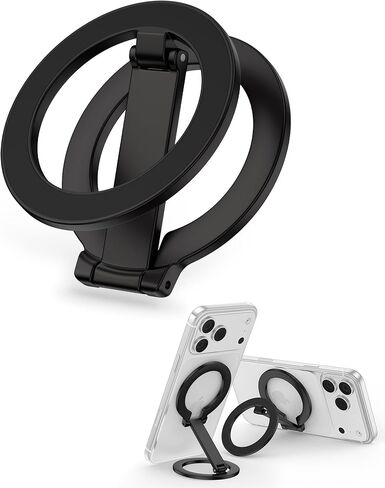 Magnetic Phone Grip for Magsafe, Foldable 360°Rotation Kickstand Mag Safe iPhone Stand, Dual-Sided Magnet Finger Loop Cellphone Ring-Style Holder for Apple 17/16/15/14/13/12 Series&MagSafe Car Mount in Saudi Arabia
