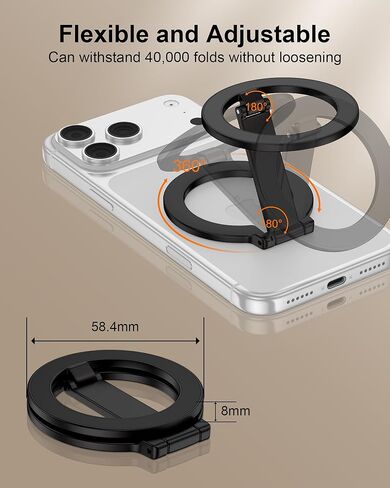 Magnetic Phone Grip for Magsafe, Foldable 360°Rotation Kickstand Mag Safe iPhone Stand, Dual-Sided Magnet Finger Loop Cellphone Ring-Style Holder for Apple 17/16/15/14/13/12 Series&MagSafe Car Mount in Saudi Arabia