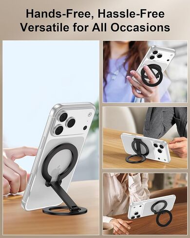 Magnetic Phone Grip for Magsafe, Foldable 360°Rotation Kickstand Mag Safe iPhone Stand, Dual-Sided Magnet Finger Loop Cellphone Ring-Style Holder for Apple 17/16/15/14/13/12 Series&MagSafe Car Mount in Saudi Arabia