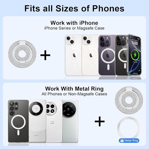 حامل مغناطيسي للهاتف iPhone 17 Pro Max/Air/17/17 Pro/16e/16/15 Pro Max، حامل حلقة إصبع مزدوج قابل للتعديل في صالة الألعاب الرياضية مع مسند لهاتف Samsung Galaxy S26 Ultra/S25 Ultra/S25 FE in Saudi Arabia