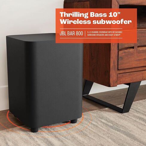 JBL Bar 800-5.1.2-Channel soundbar with Detachable Surround Speakers and Dolby Atmos®, 10" Wireless subwoofer, Built-in Wi-Fi with AirPlay, Alexa Multi-Room Music and Chromecast (Black) in Saudi Arabia