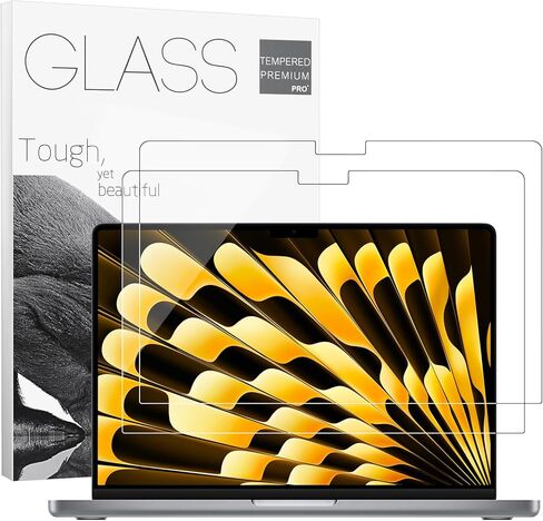 عبوتان - واقي شاشة من الزجاج المقسى 9H مقاس 15 بوصة لجهاز Apple 2026-2023 MacBook Air 15.3 بوصة (الموديل: A3241 A3114 A2941) كمبيوتر محمول مع شريحة M5 M4 M3 M2 مقاس 15.3 بوصة، خالي من الفقاعات، رفيع للغاية، مضاد للخدش in Kuwait
