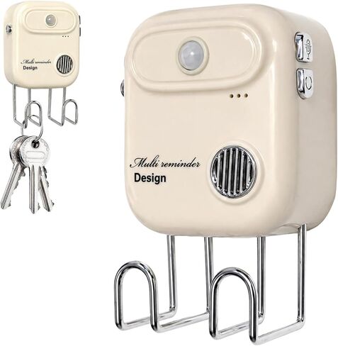 Door Exit Reminder with Key Rack-Recordable Voice Reminder, Motion-Activated, Wall-Mounted Key Holder, No WiFi, Batteries Not Included-for Seniors, Forgetful Adults & Parents (White) in Saudi Arabia