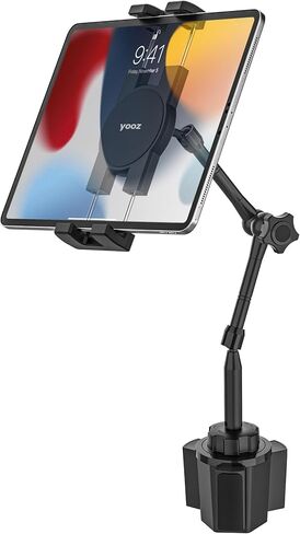 Ultra-Flexible Car Tablet Mount for Cup Holder - [Aluminum Arm & Full-Range Adjustable] iPad Cupholder Mount for Truck Vehicle RV Camping fit Tablets & Phones, iPad, Galaxy Tab, Fire, iPhone in Saudi Arabia