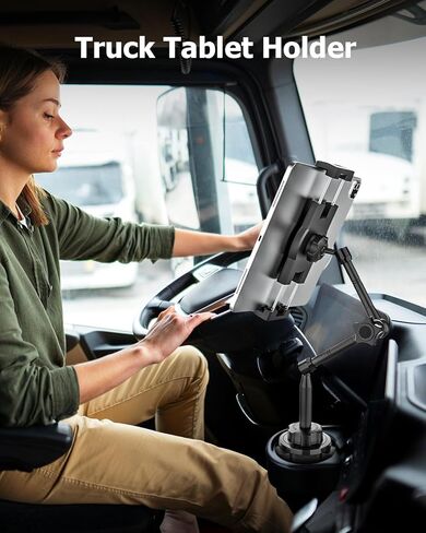 Ultra-Flexible Car Tablet Mount for Cup Holder - [Aluminum Arm & Full-Range Adjustable] iPad Cupholder Mount for Truck Vehicle RV Camping fit Tablets & Phones, iPad, Galaxy Tab, Fire, iPhone in Saudi Arabia