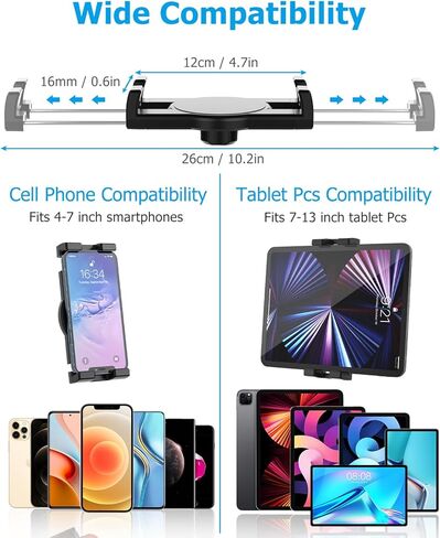 Ultra-Flexible Car Tablet Mount for Cup Holder - [Aluminum Arm & Full-Range Adjustable] iPad Cupholder Mount for Truck Vehicle RV Camping fit Tablets & Phones, iPad, Galaxy Tab, Fire, iPhone in Saudi Arabia