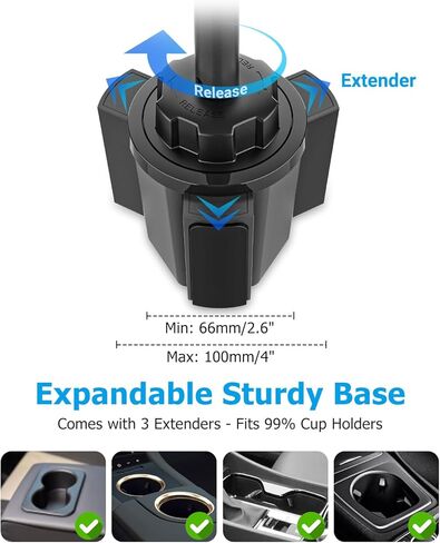 Ultra-Flexible Car Tablet Mount for Cup Holder - [Aluminum Arm & Full-Range Adjustable] iPad Cupholder Mount for Truck Vehicle RV Camping fit Tablets & Phones, iPad, Galaxy Tab, Fire, iPhone in Saudi Arabia