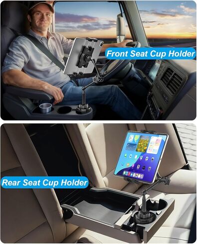 Ultra-Flexible Car Tablet Mount for Cup Holder - [Aluminum Arm & Full-Range Adjustable] iPad Cupholder Mount for Truck Vehicle RV Camping fit Tablets & Phones, iPad, Galaxy Tab, Fire, iPhone in Saudi Arabia